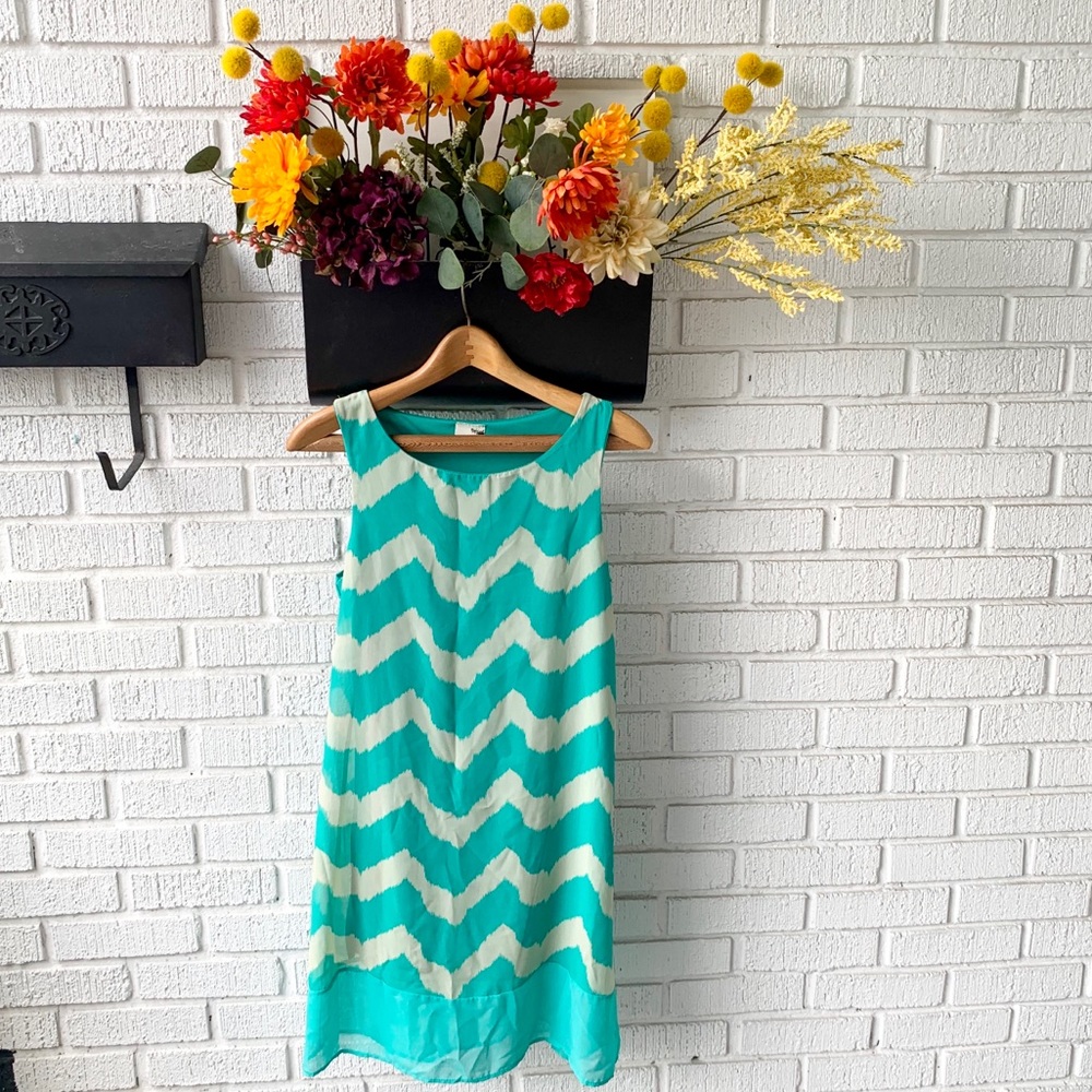 Rachel Kate Turquoise & Cream Chevron Sleeveless